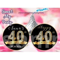 40th Birthday Party Hershey kisses stickers,40th Birthday Hershey kiss stickers,(14ab)